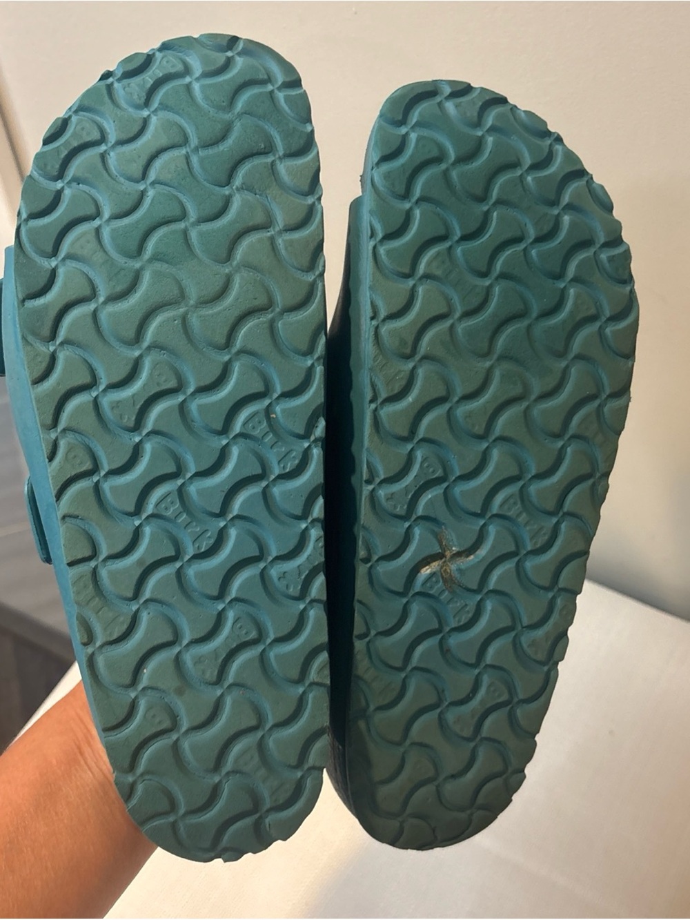 Birkenstock Arizona Teal Blue Two-Strap Slide Sandals - Picture 8 of 8